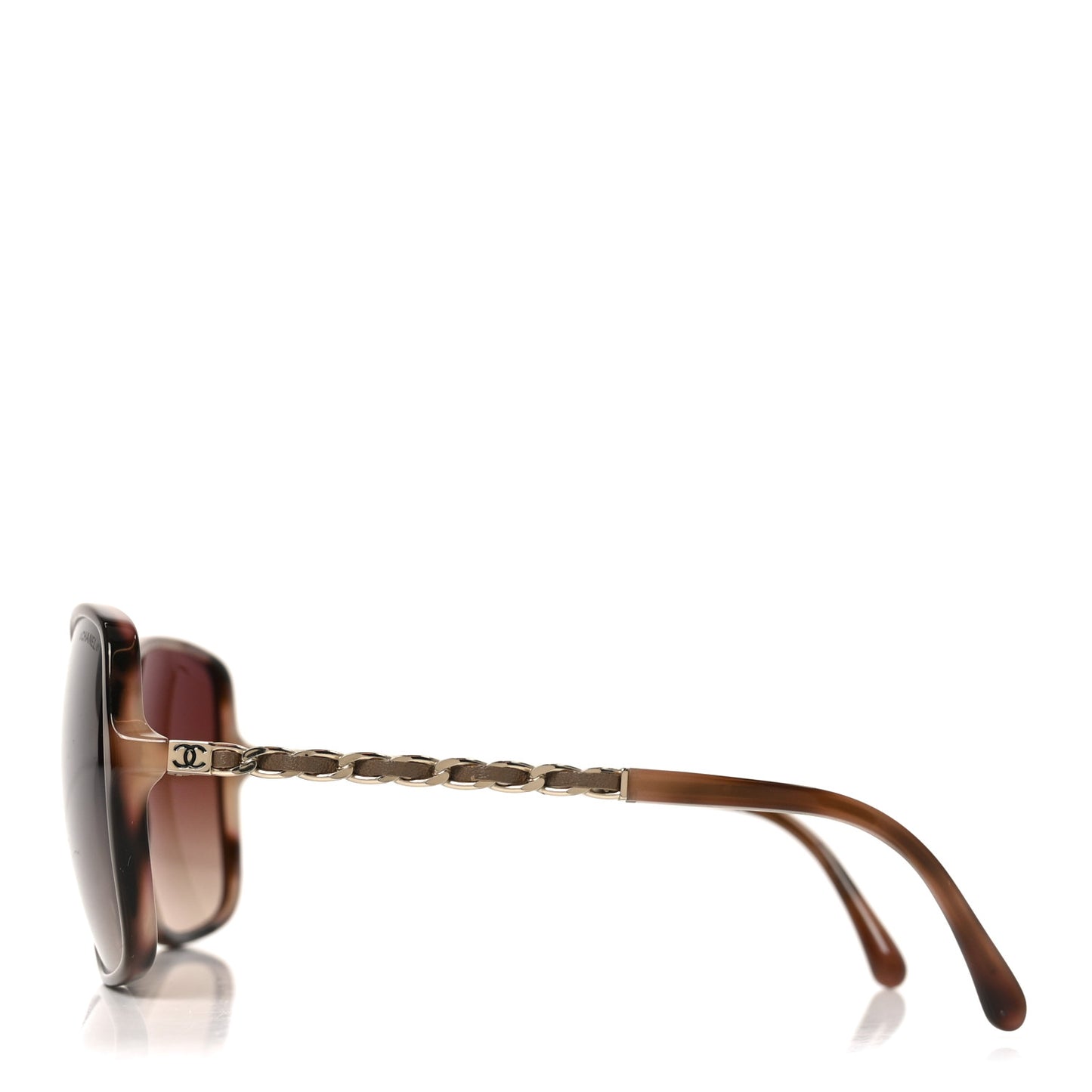 Acetate Metal Lambskin Chain Square Sunglasses 5210-Q Brown