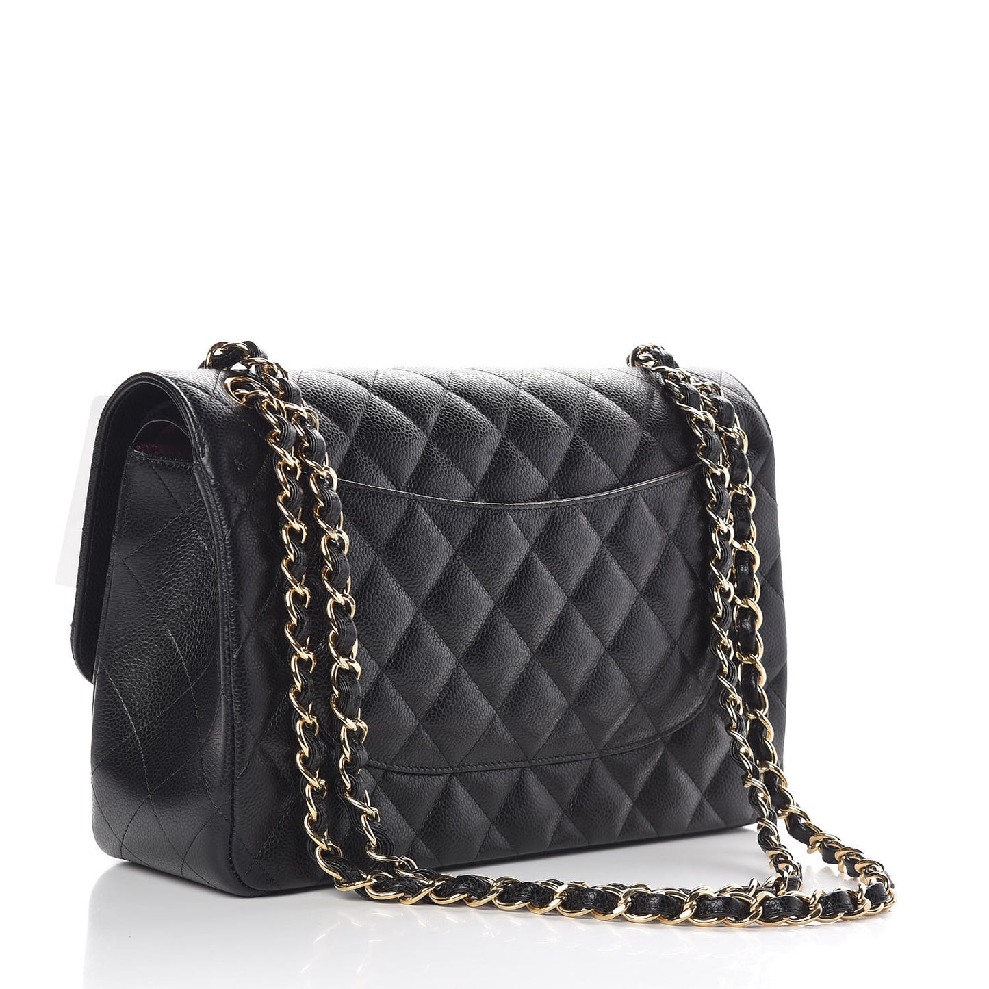 Caviar Quilted Jumbo Double Flap Black