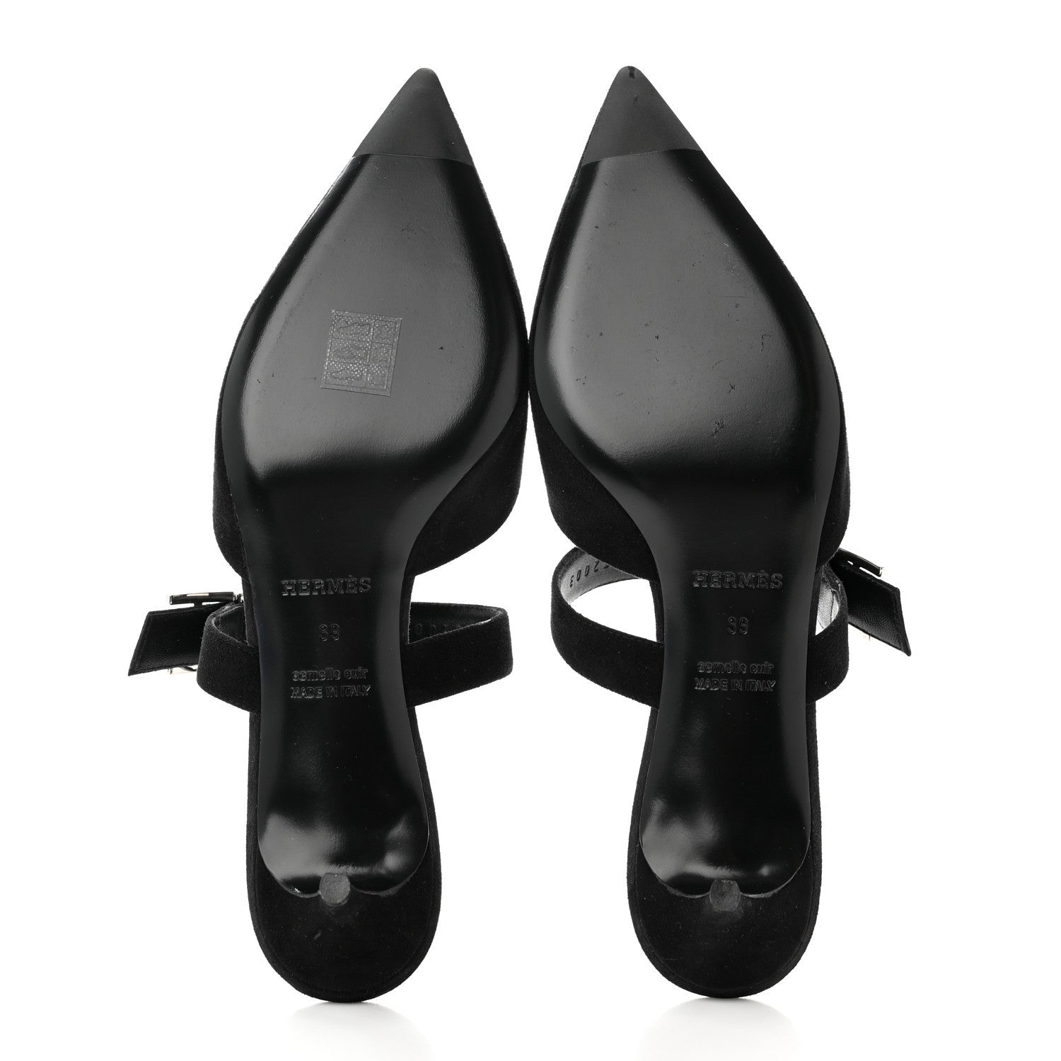 Hermes Suede Goatskin Blink Mules 39 Black 5 of 7