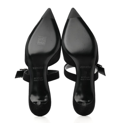 Hermes Suede Goatskin Blink Mules 39 Black 5 of 7