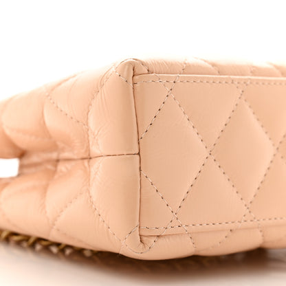 Chanel Shiny Aged Calfskin Quilted Nano Kelly Shopper Beige 9 of 10