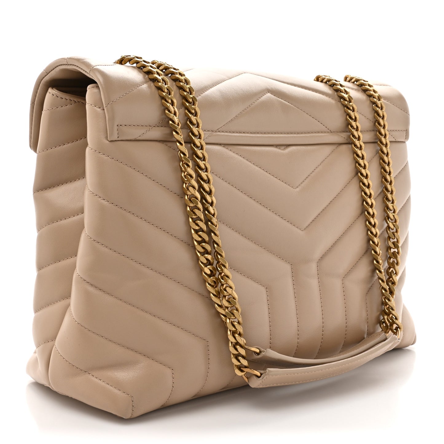 Calfskin Y Quilted Monogram Medium Loulou Chain Satchel Dark Beige