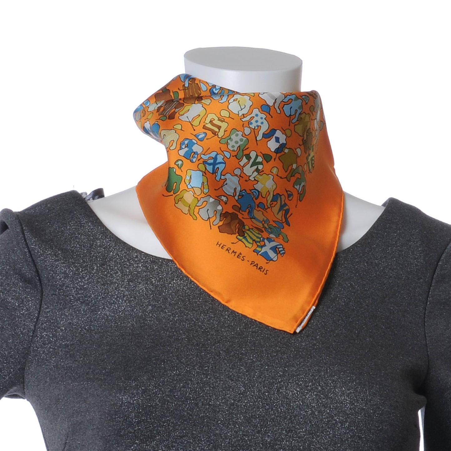 Silk Les Chevaux Se Rendent Au Depart Pocket Square Scarf