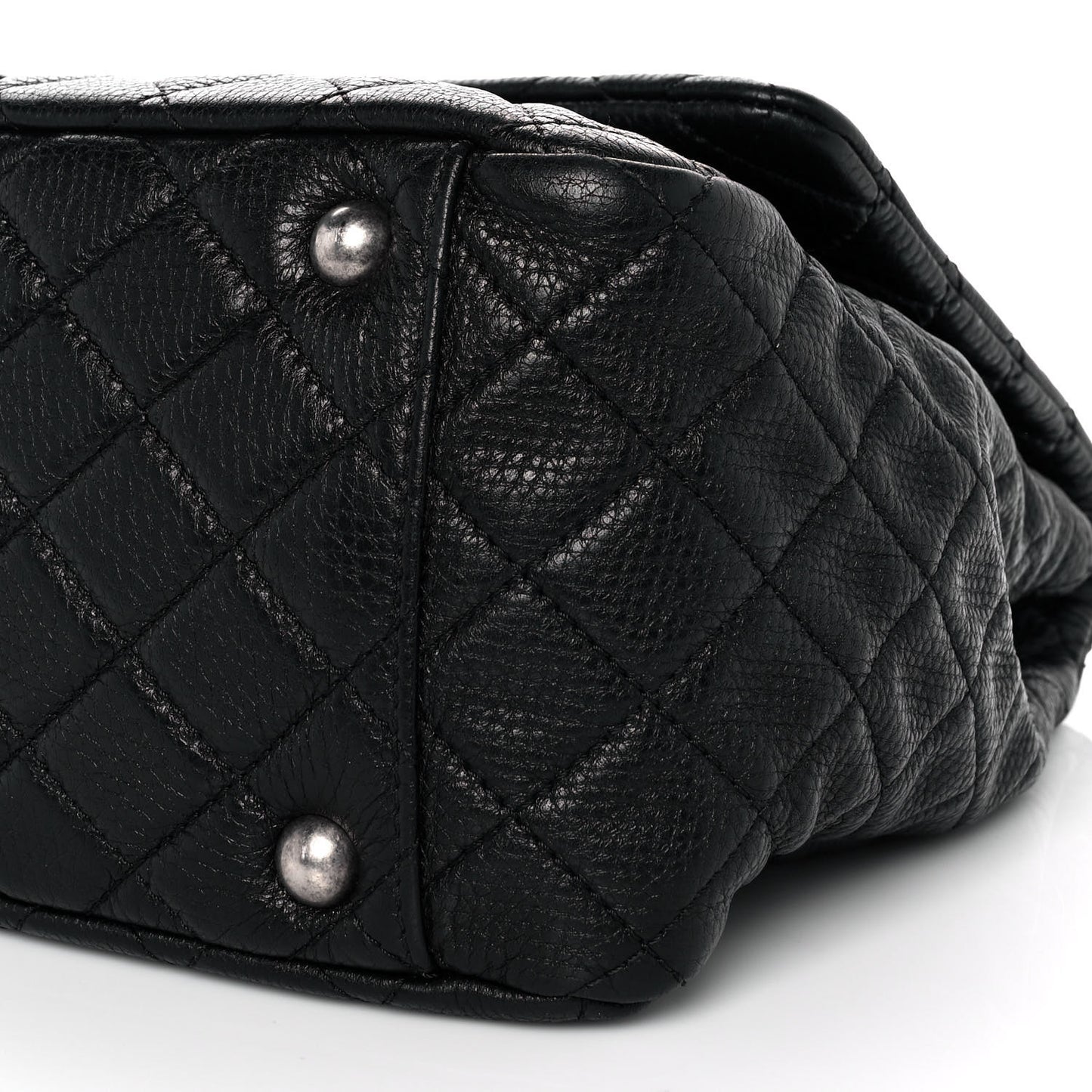 Calfskin Quilted XXL Travel Flap Bag Black