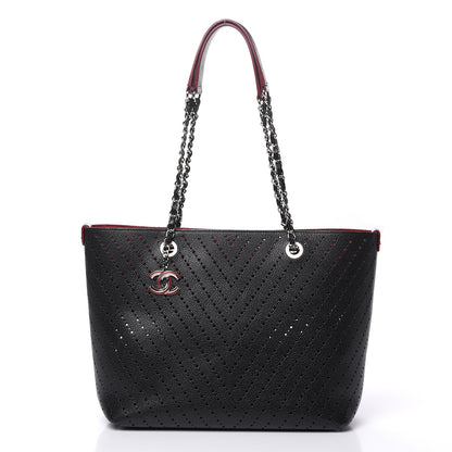 Chanel Perforated Grained Calfskin Large Shopping Tote Black 3 of 14