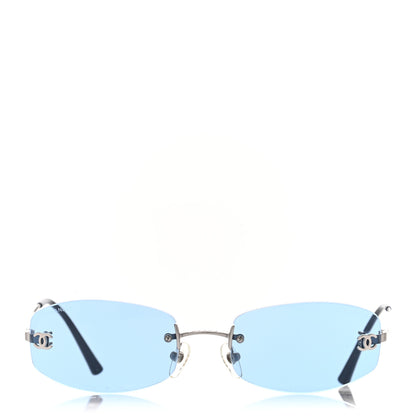 Chanel Metal Frameless Sunglasses 4002 Blue 2 of 8