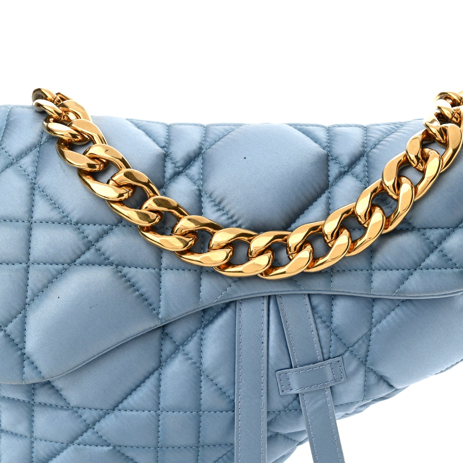 Christian Dior X ERL Satin Cannage Micro Venice Saddle Bag Blue 8 of 14