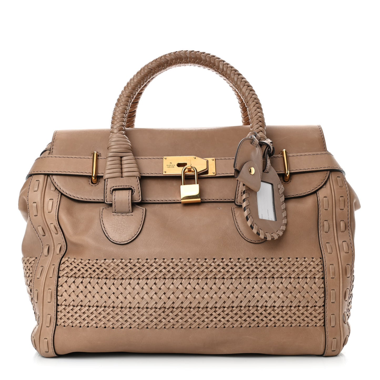 Calfskin Handmade Large Top Handle Bag Taupe