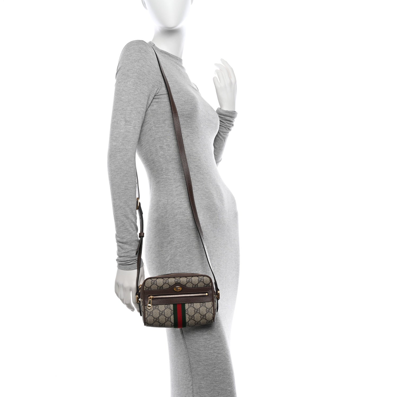 Gucci GG Supreme Monogram Web Mini Ophidia Shoulder Bag Brown 2 of 11