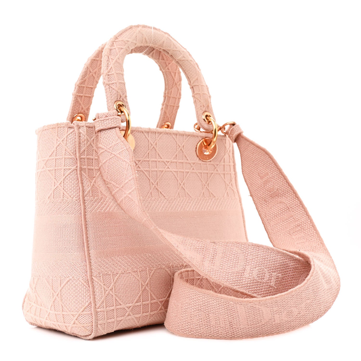Christian Dior Canvas Embroidered Cannage Medium Lady D-Lite Pink 3 of 16