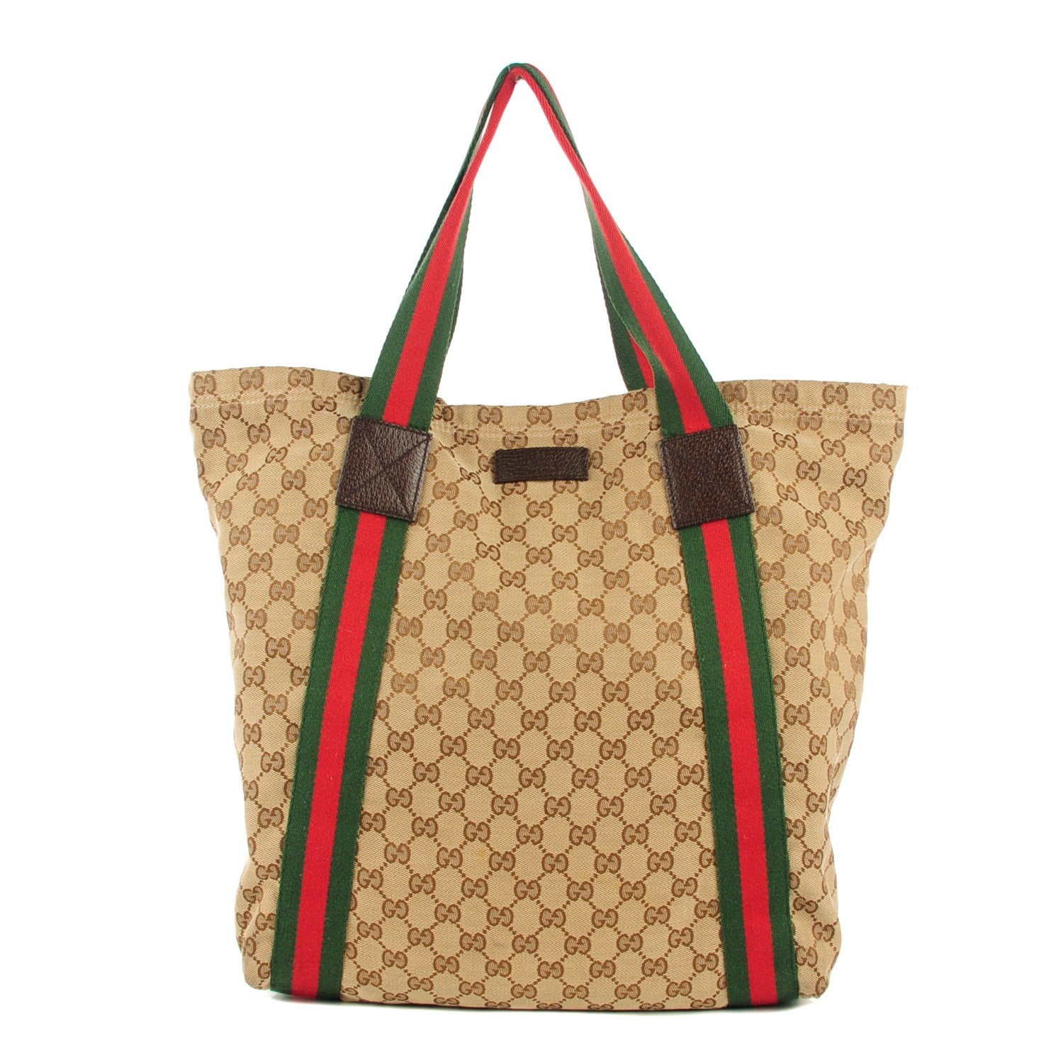 Gucci GG Monogram Medium Web Handle Vertical Tote Bag Dark Brown 1 of 8