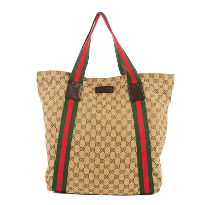 Gucci GG Monogram Medium Web Handle Vertical Tote Bag Dark Brown 1 of 8