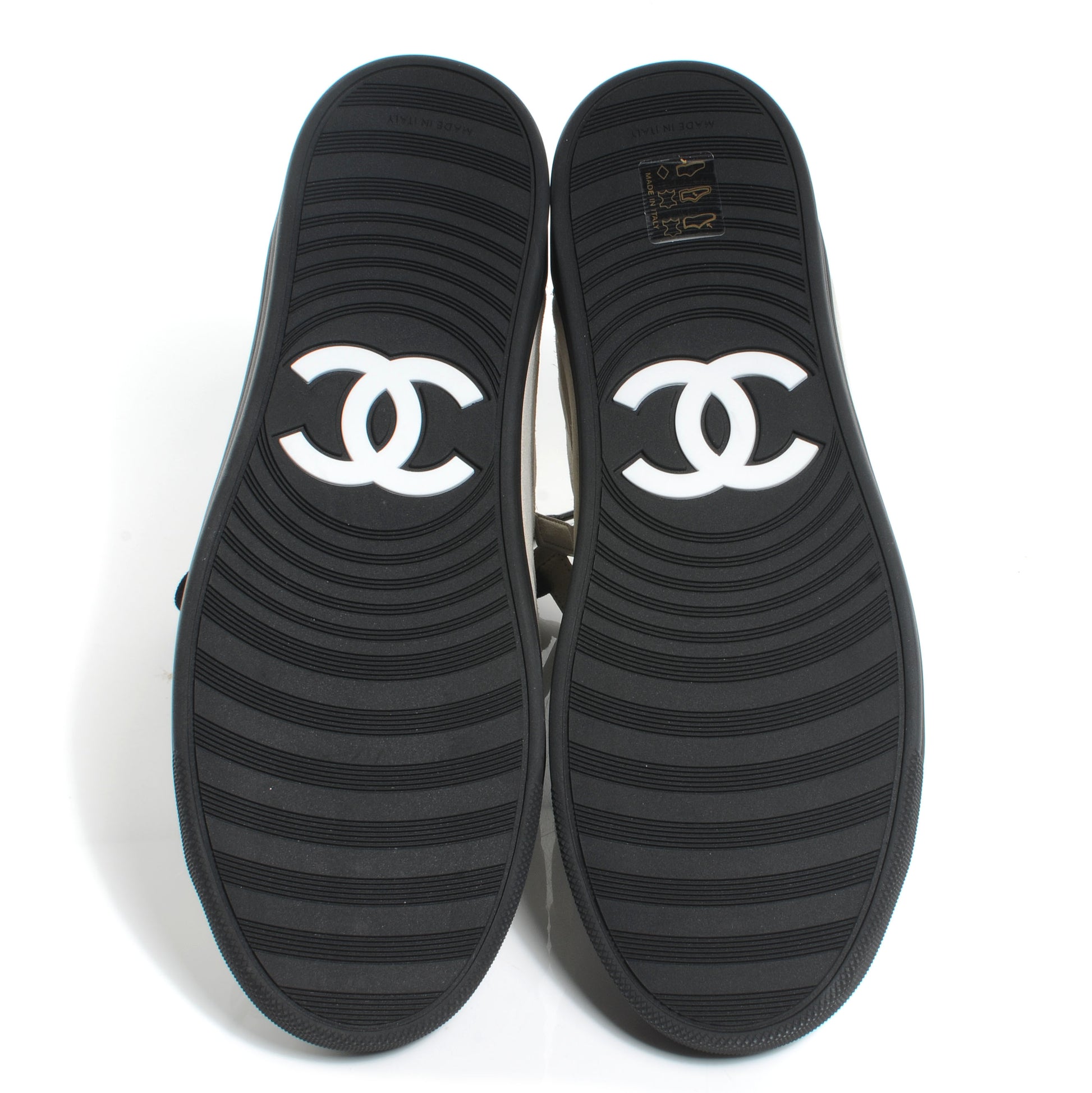 Chanel Calfskin Zipped Sneakers Beige Clair Noir 38.5 5 of 7