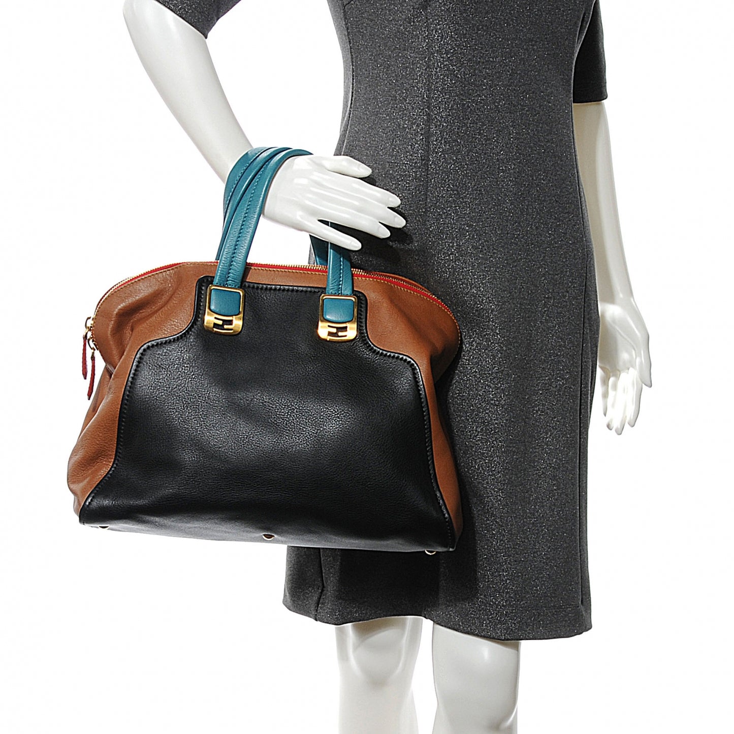 Calfskin Colorblock Large Chameleon Tote Biscotto