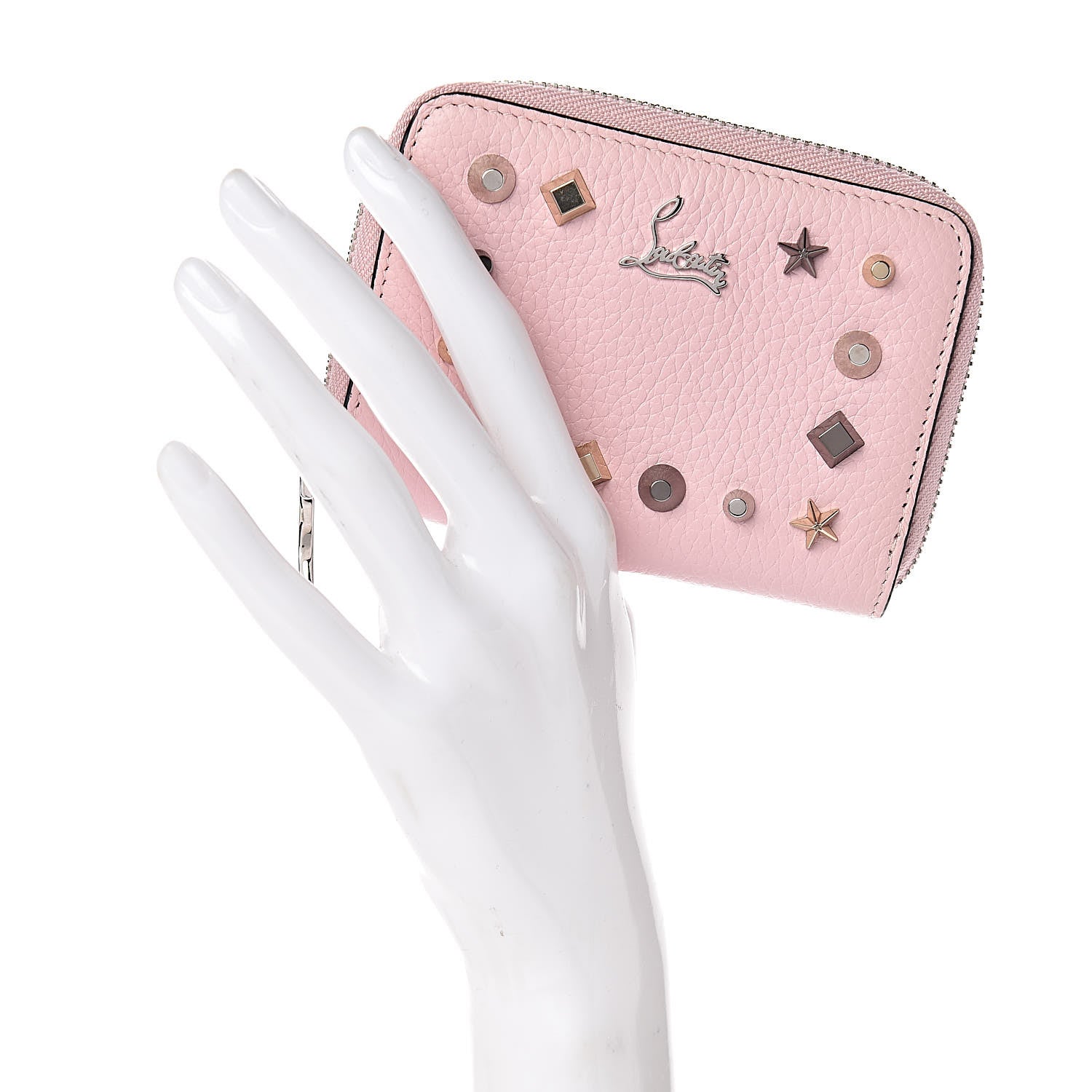 Christian Louboutin Calfskin Studded Panettone Coin Purse Pompadour 2 of 9