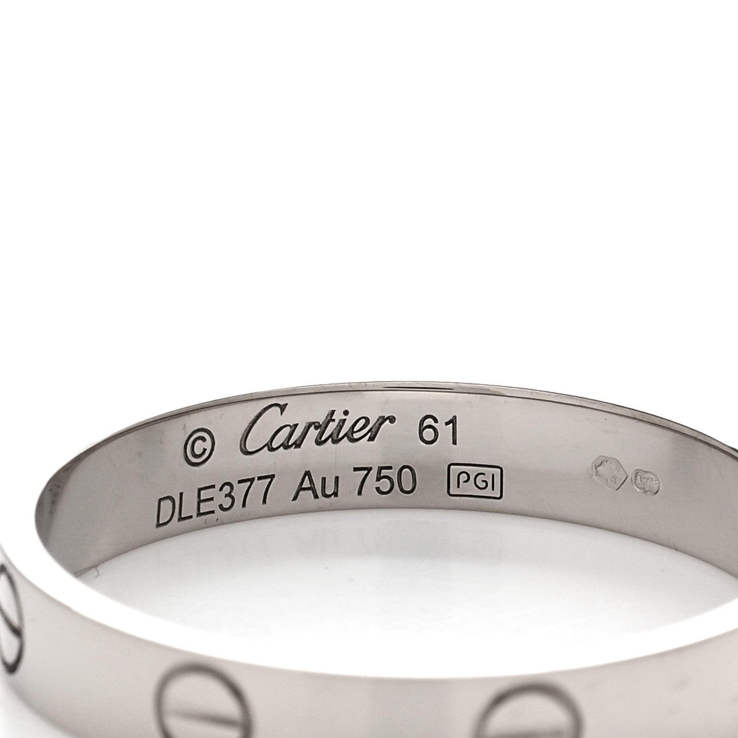 Cartier 18K White Gold 3.5mm LOVE Wedding Band Ring 61 9.5 4 of 5