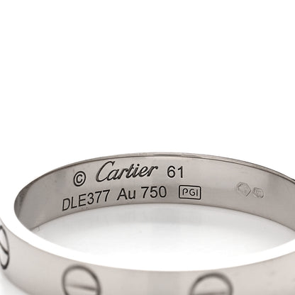 Cartier 18K White Gold 3.5mm LOVE Wedding Band Ring 61 9.5 4 of 5