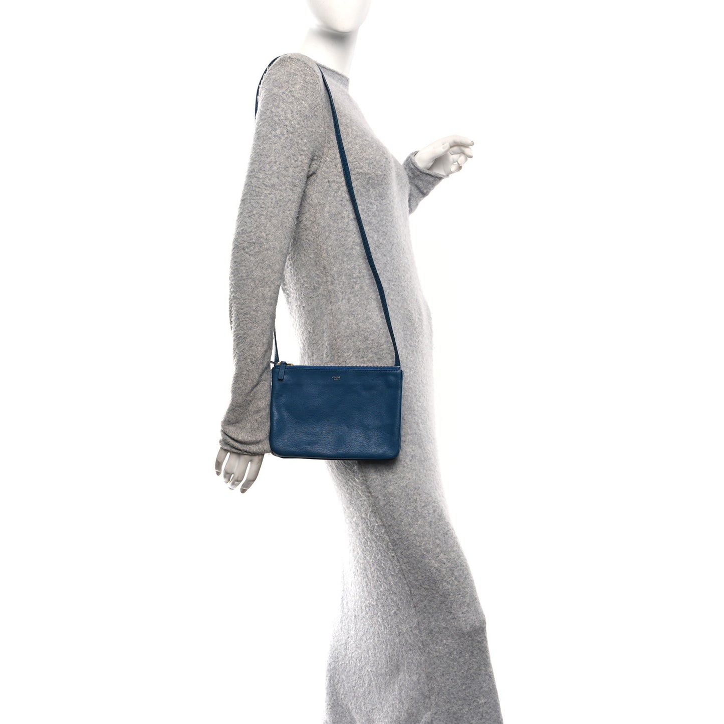 Goatskin Small Trio Crossbody Bag Blue