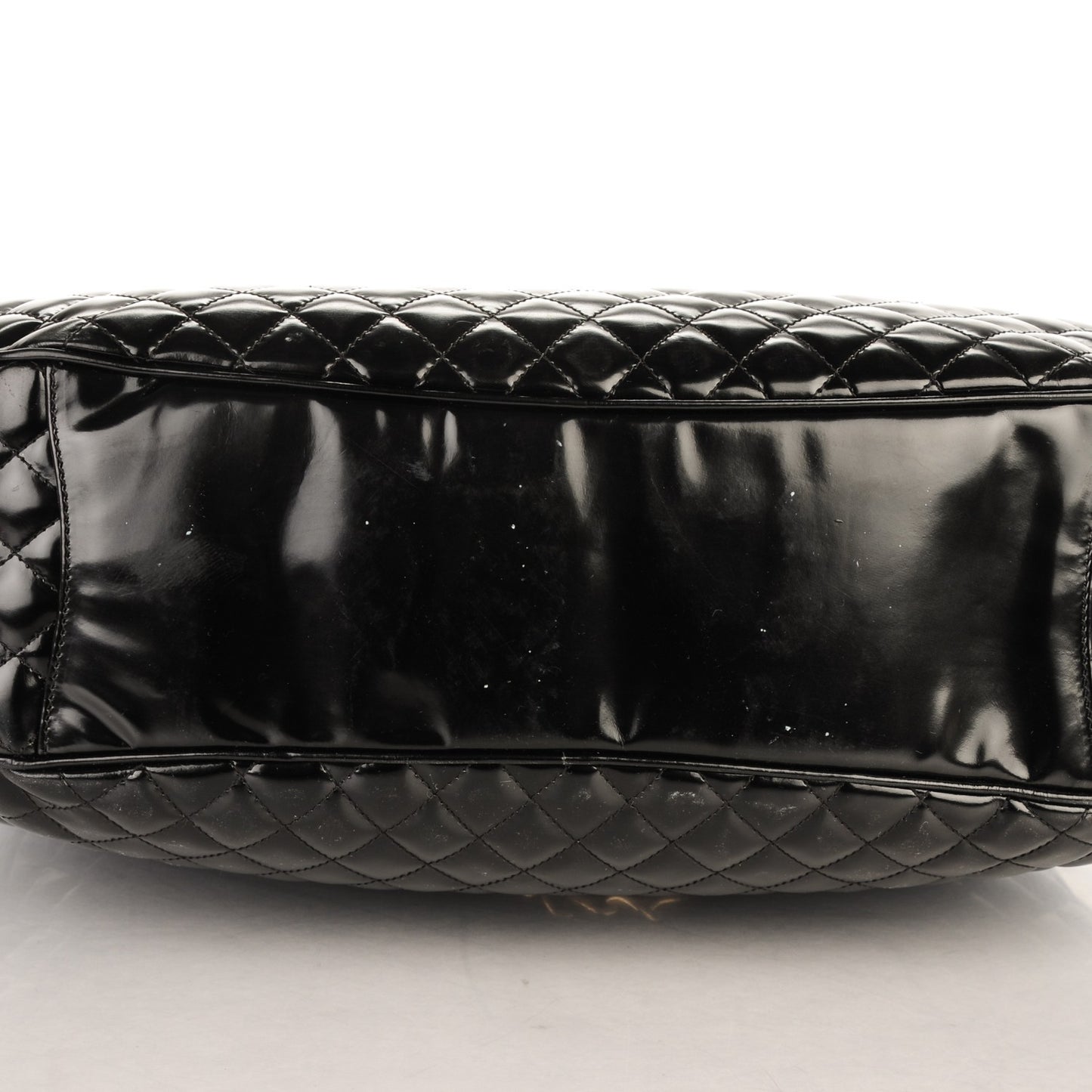 Glazed Calfskin Quilted Mademoiselle Large Frame Bag Black
