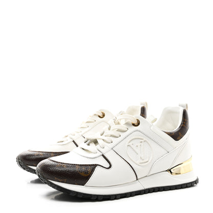 Louis Vuitton Calfskin Monogram Run Away Sneakers 37.5 White 3 of 8