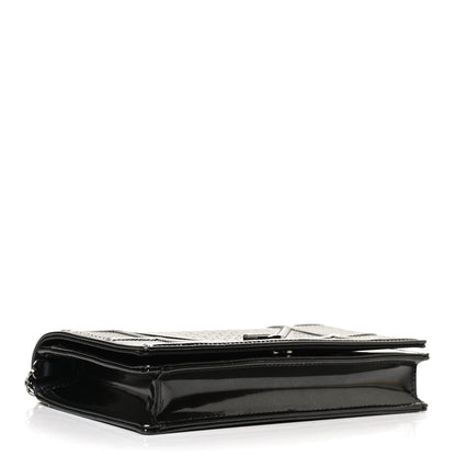 Christian Dior Metallic Patent Micro-Cannage Diorama Wallet on Chain Pouch Onyx Black 4 of 13