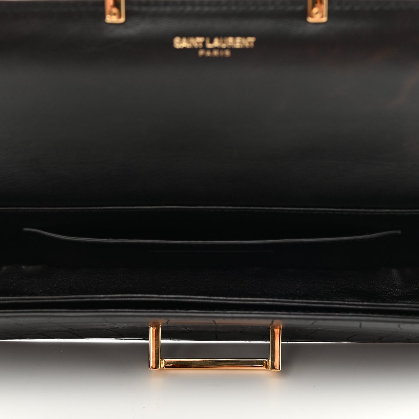 Calfskin Crocodile Embossed Lulu Clutch Black