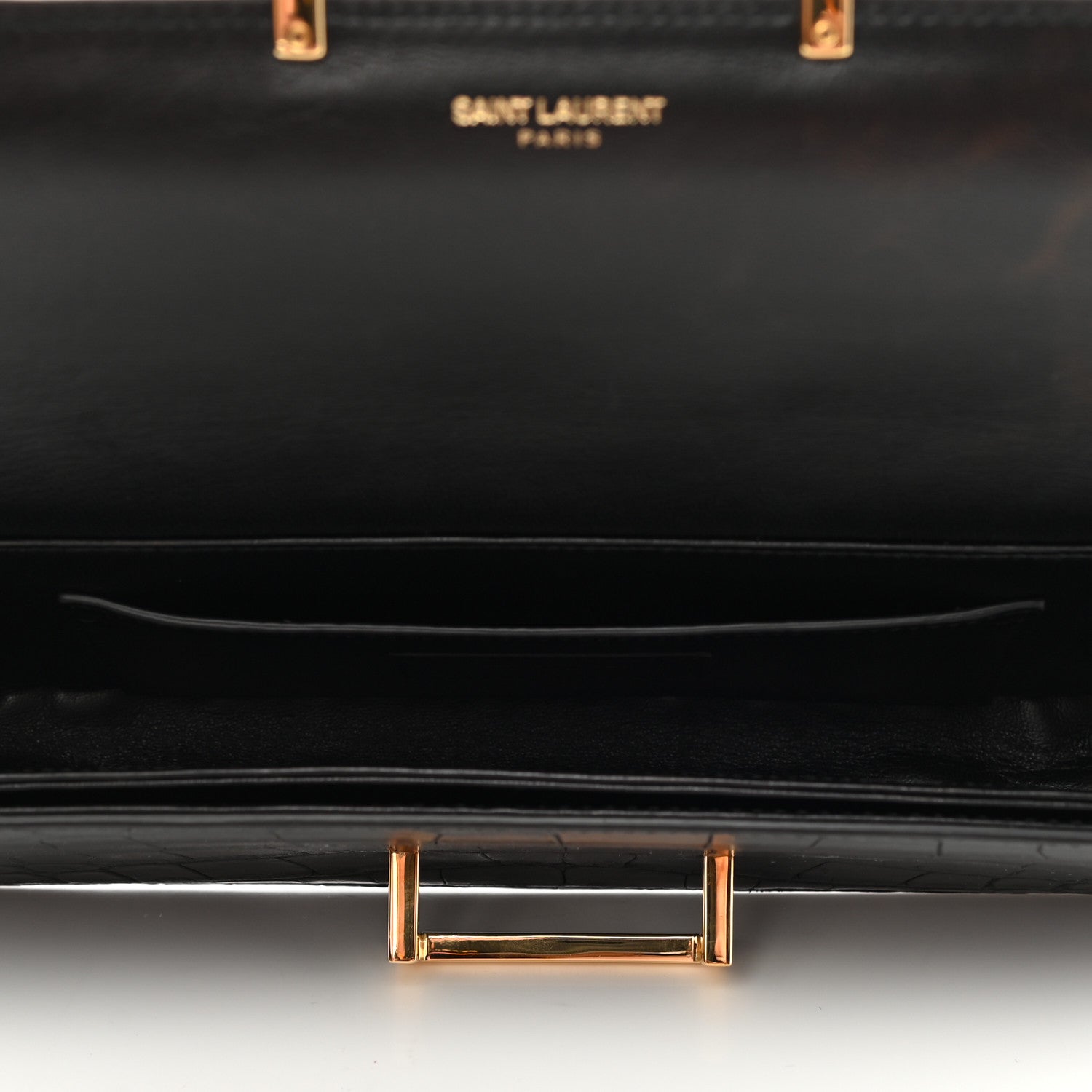 Saint Laurent Calfskin Crocodile Embossed Lulu Clutch Black 4 of 7