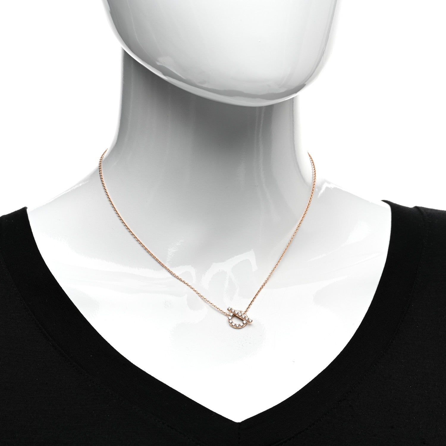 Hermes 18K Rose Gold Diamond Finesse Pendant Necklace 2 of 4