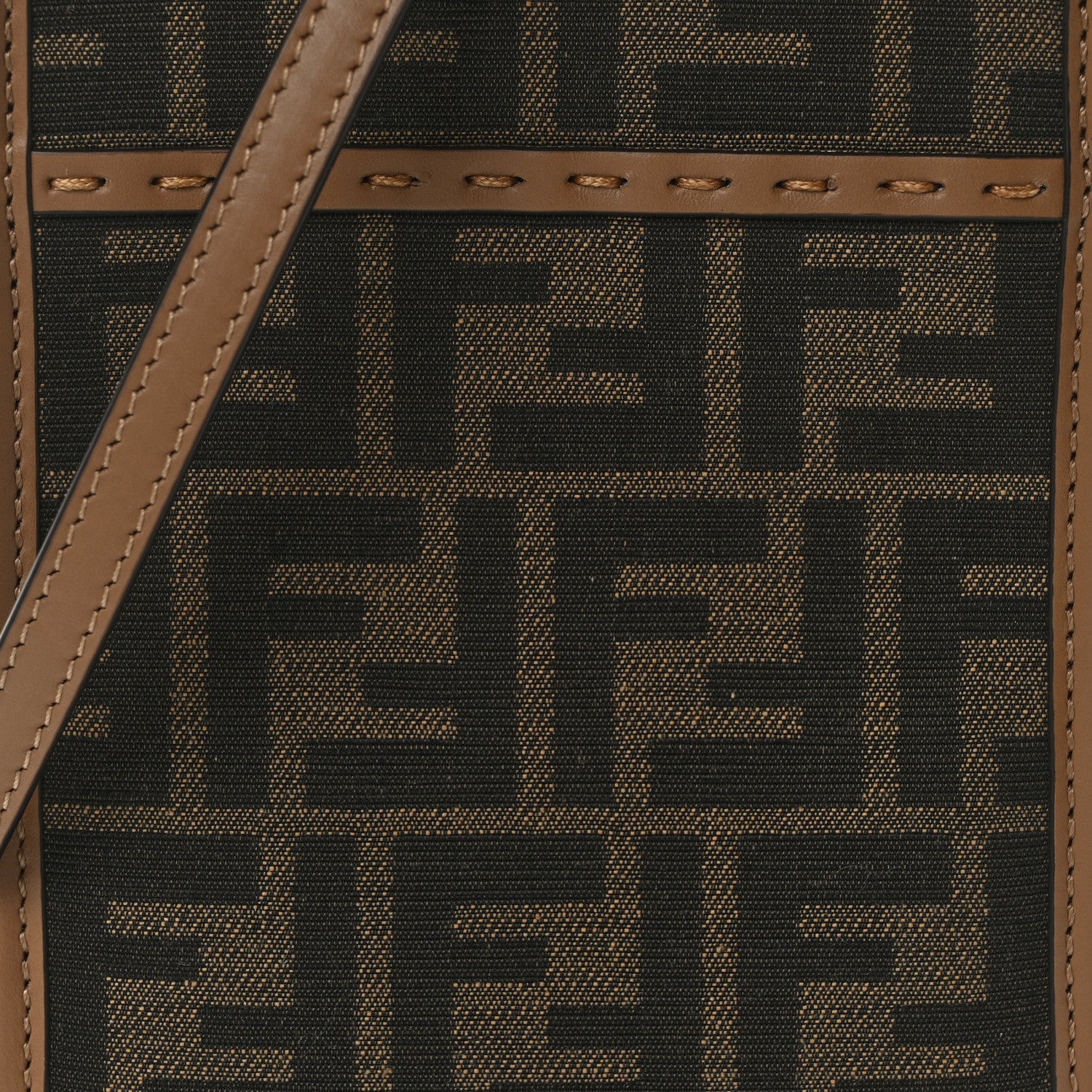 Fendi Fabric Jacquard Vitello King Plexiglass FF 1974 Mini Fendi Sunshine Shopper Tote Tobacco Moro Sand 8 of 10