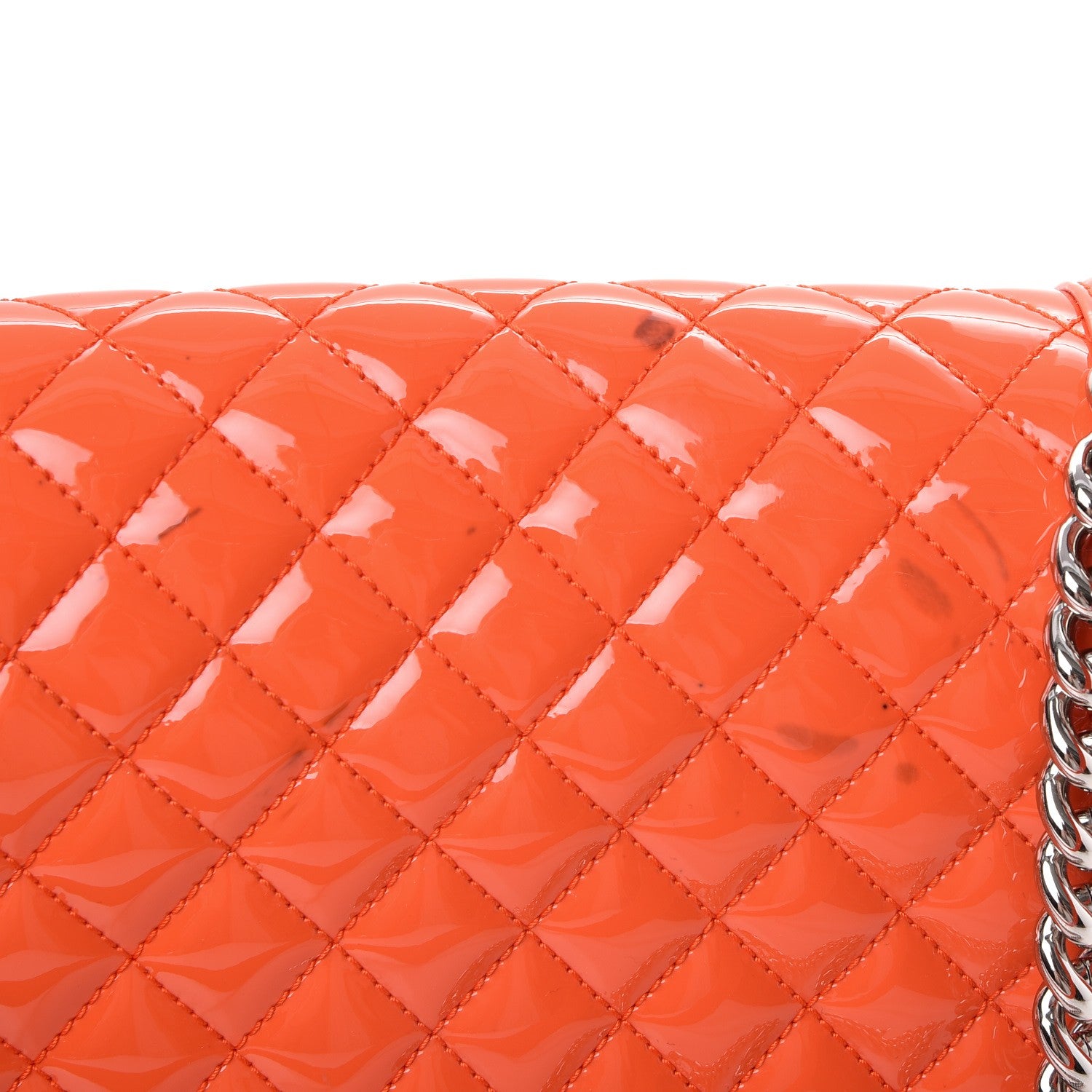Chanel Patent Quilted Medium Plexiglass Boy Flap Orange 5 of 16