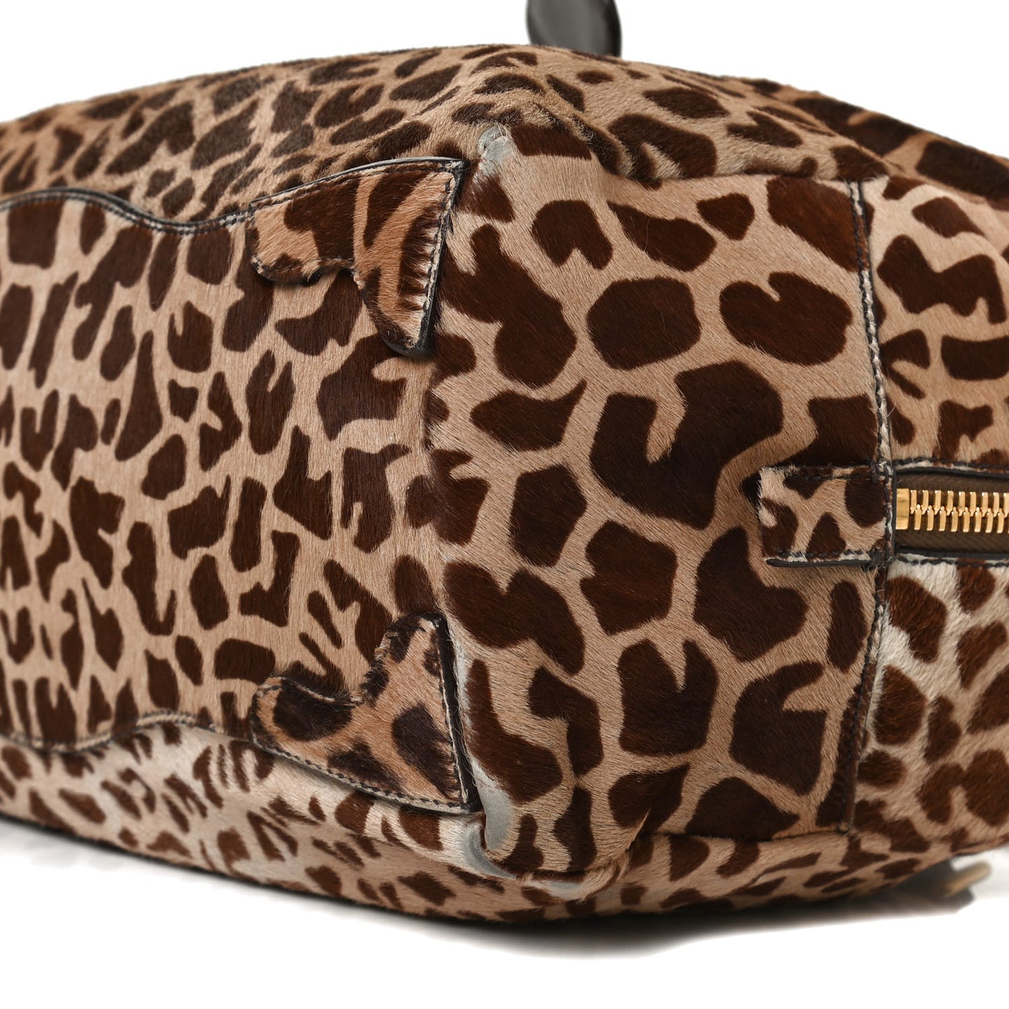 Calf Hair Giraffe Print Tote Sabbia Moro