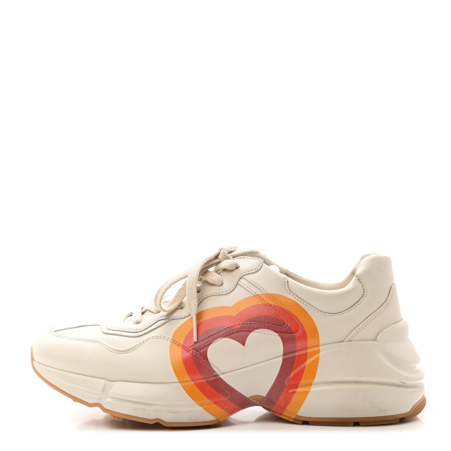 Gucci Calfskin Interlocking G Heart Rhyton Sneakers 40.5 Mystic White 1 of 8