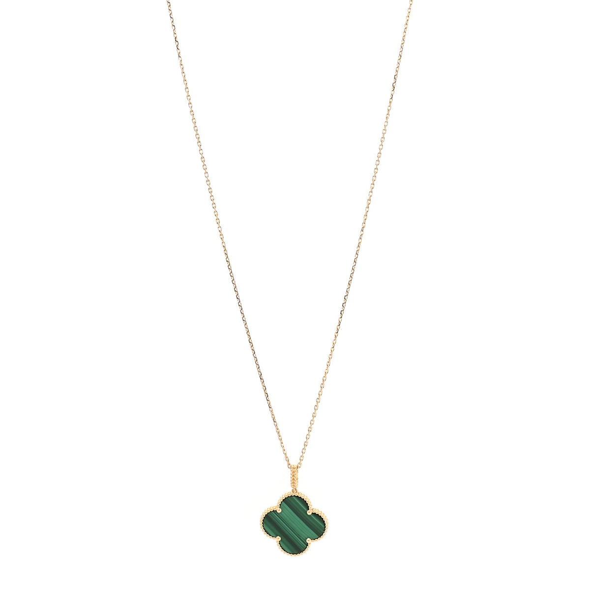 18K Yellow Gold Malachite Magic Alhambra Pendant Necklace