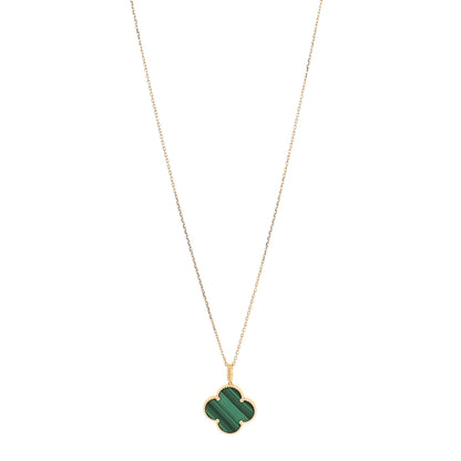 Van Cleef & Arpels 18K Yellow Gold Malachite Magic Alhambra Pendant Necklace 1 of 7