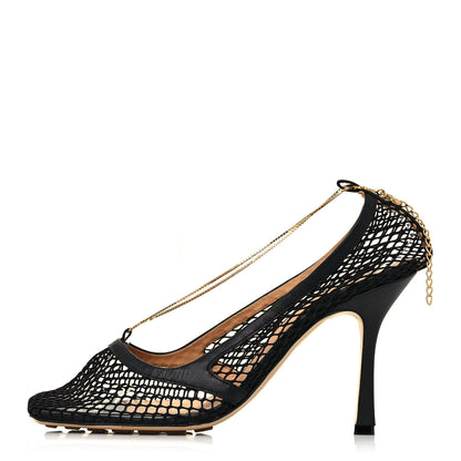 Bottega Veneta Mesh Calfskin Chain Stretch Pumps 41 Black 1 of 8