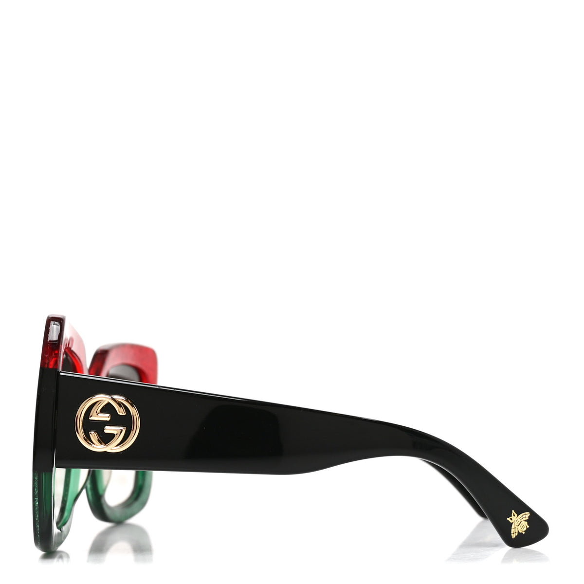 Acetate Square Frame Sunglasses GG0083S Glitter Red Black Green