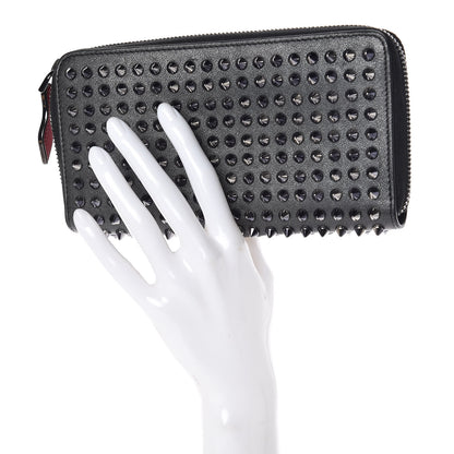 Christian Louboutin Metallic Calfskin Panettone Spiked Zip Around Wallet Anthracite Gun Metal 2 of 11