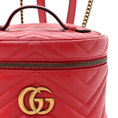 Gucci Calfskin Matelasse Mini GG Marmont Round Backpack Hibiscus Red 8 of 11