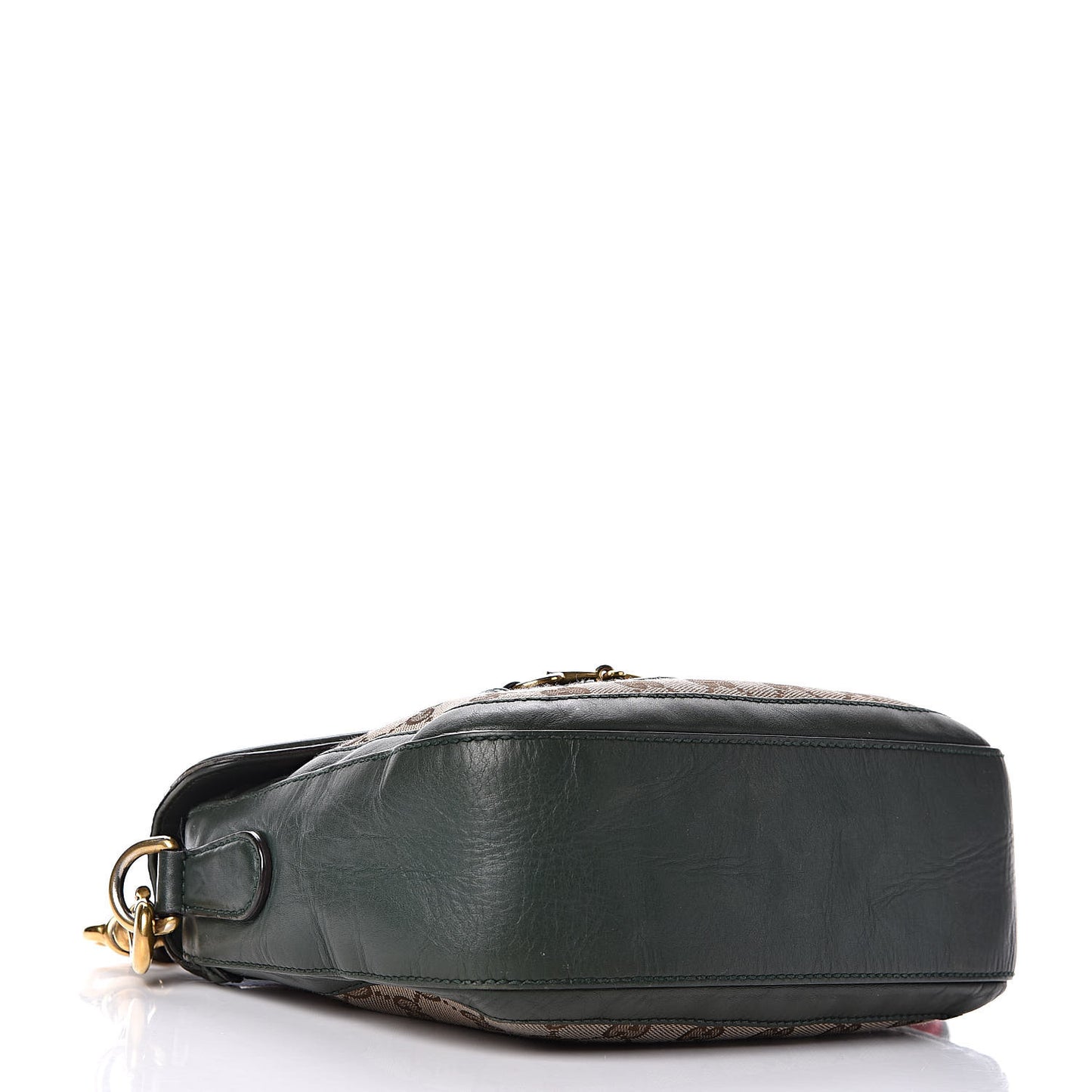Monogram Calfskin Medium Lady Web Shoulder Bag Beige Green