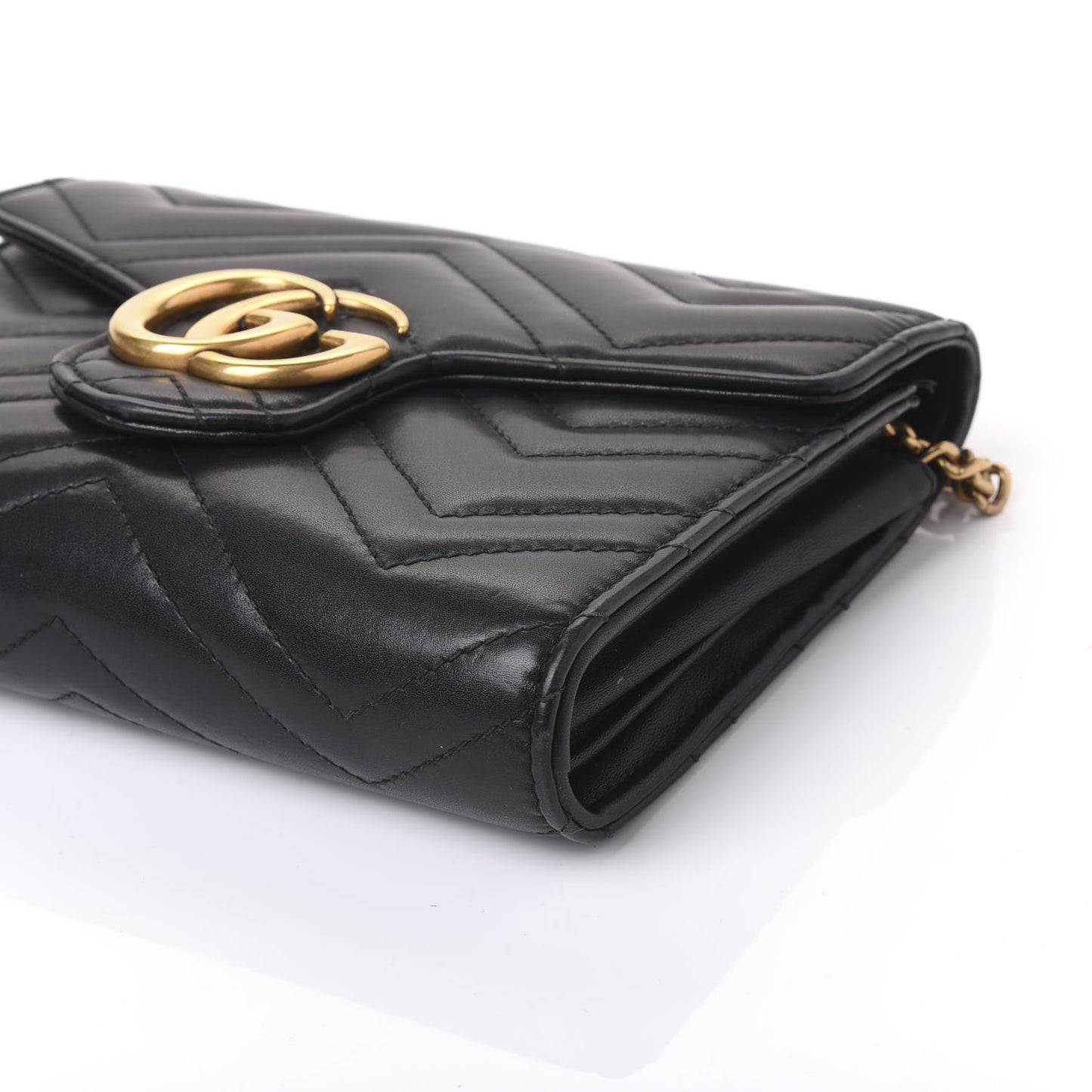 Calfskin Matelasse GG Marmont Chain Wallet Black