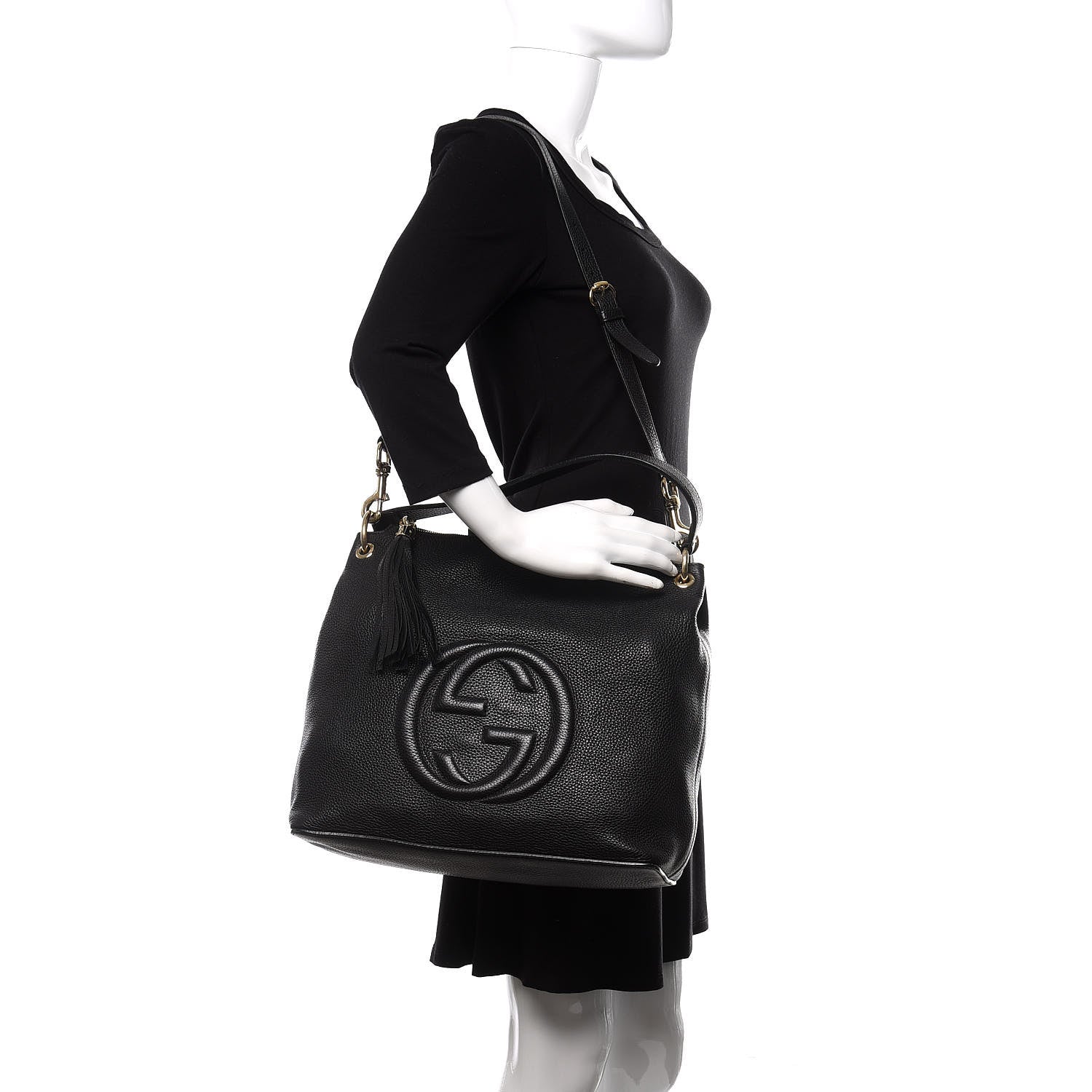 Gucci Pebbled Calfskin Large Soho Hobo Black 2 of 17