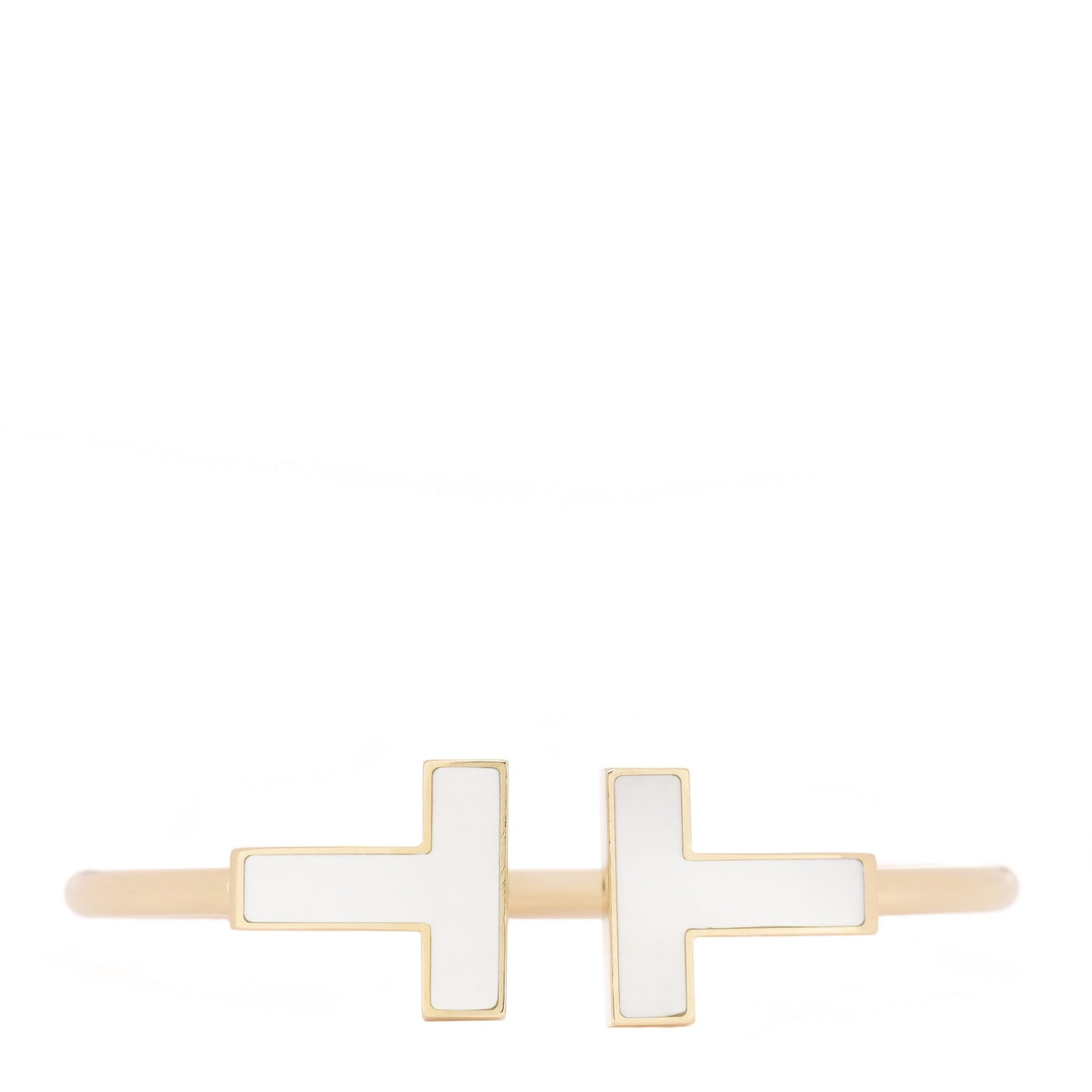 18K Yellow Gold Mother of Pearl Wide T Wire Bracelet