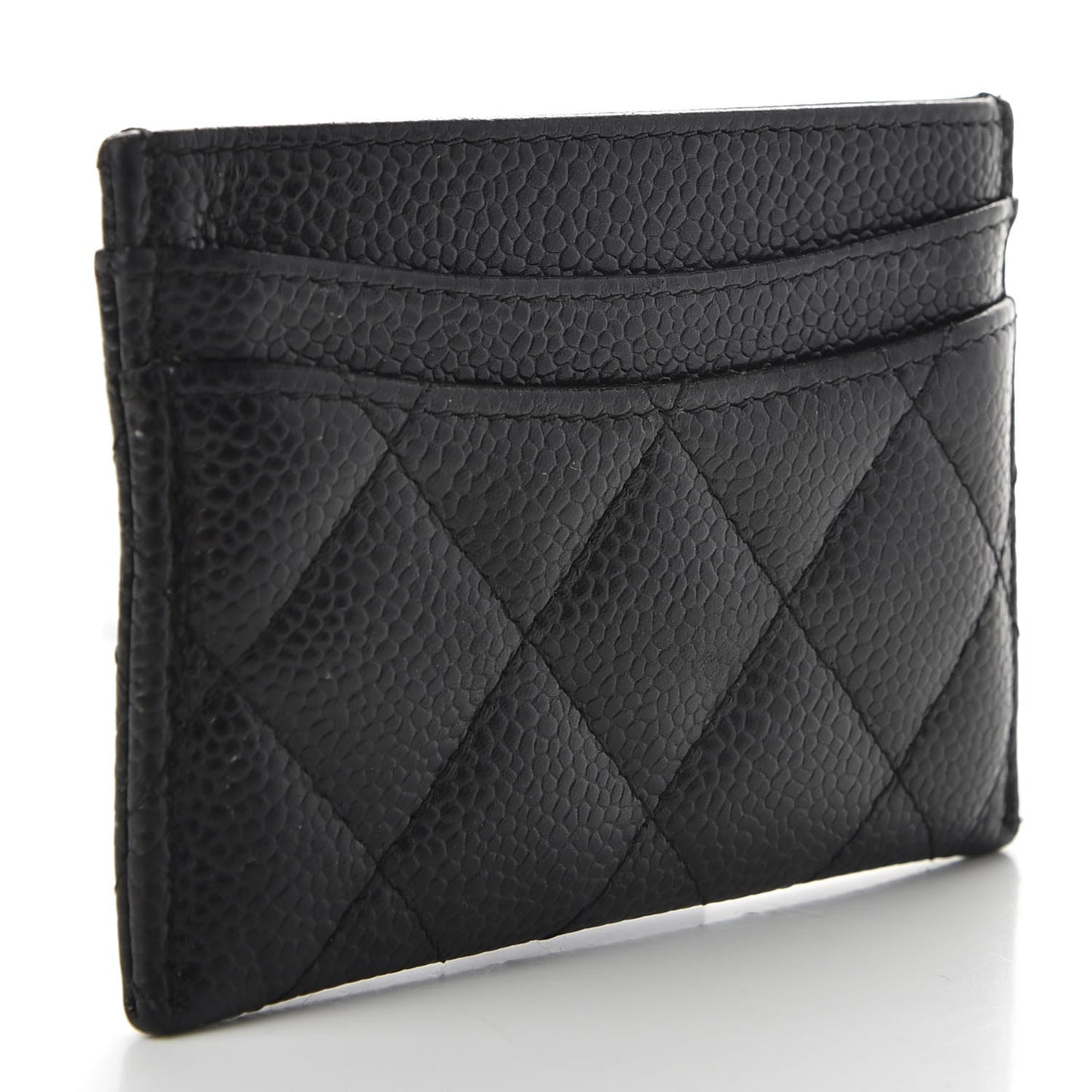 Caviar Quilted Card Holder Black
