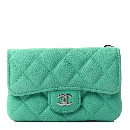 Chanel Iridescent Caviar Quilted CC Card Holder Green 1 of 4