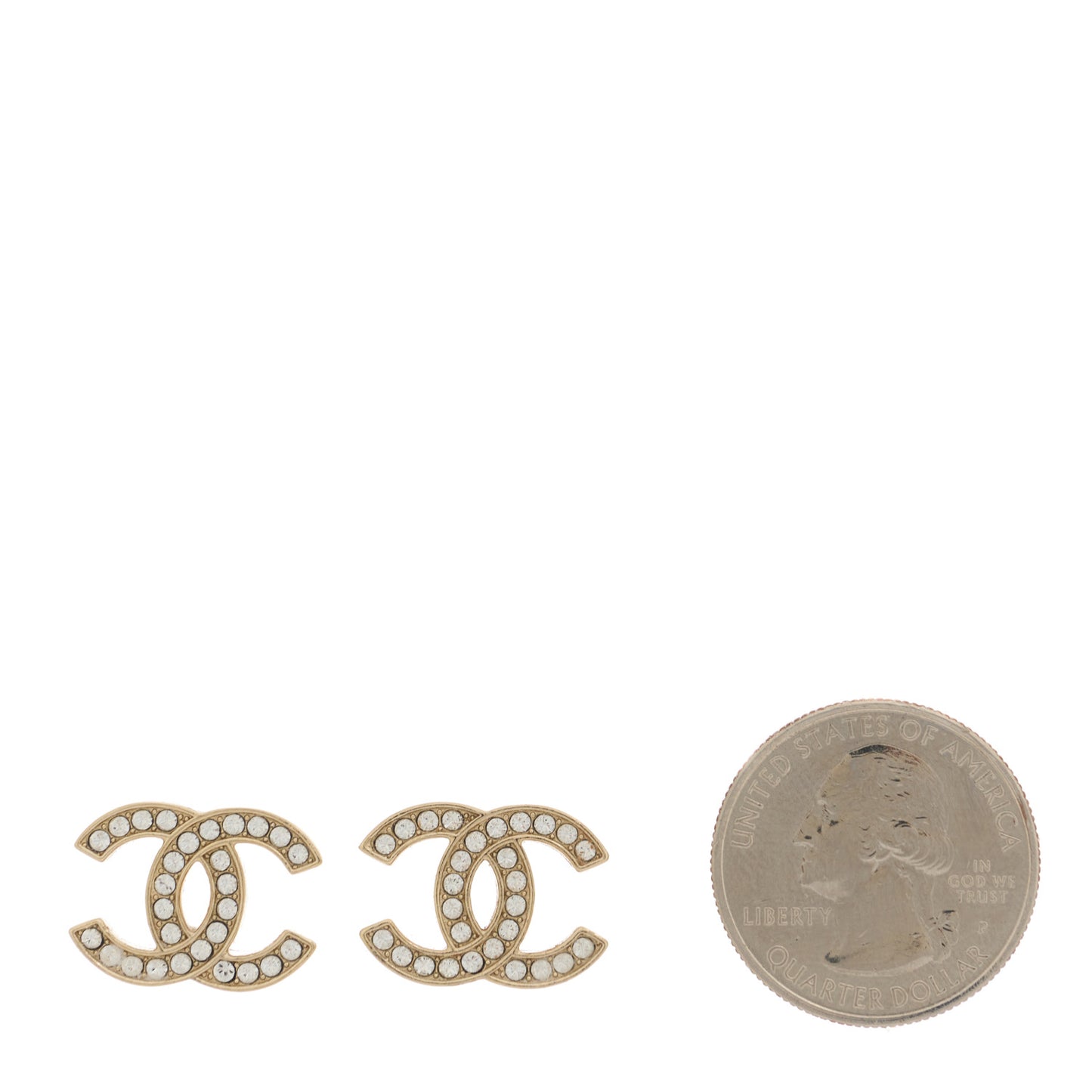 Crystal Large CC Earrings Gold
