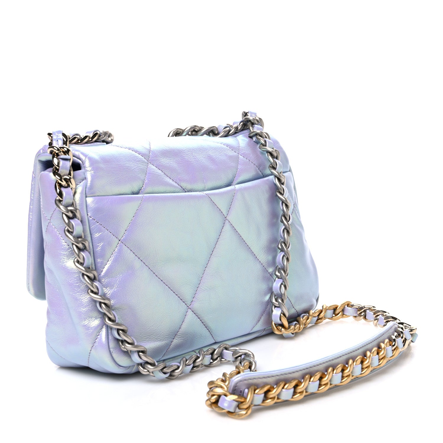 Chanel Iridescent Calfskin Quilted Medium Chanel 19 Flap Light Purple Blue 3 of 10