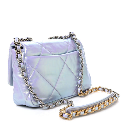 Chanel Iridescent Calfskin Quilted Medium Chanel 19 Flap Light Purple Blue 3 of 10