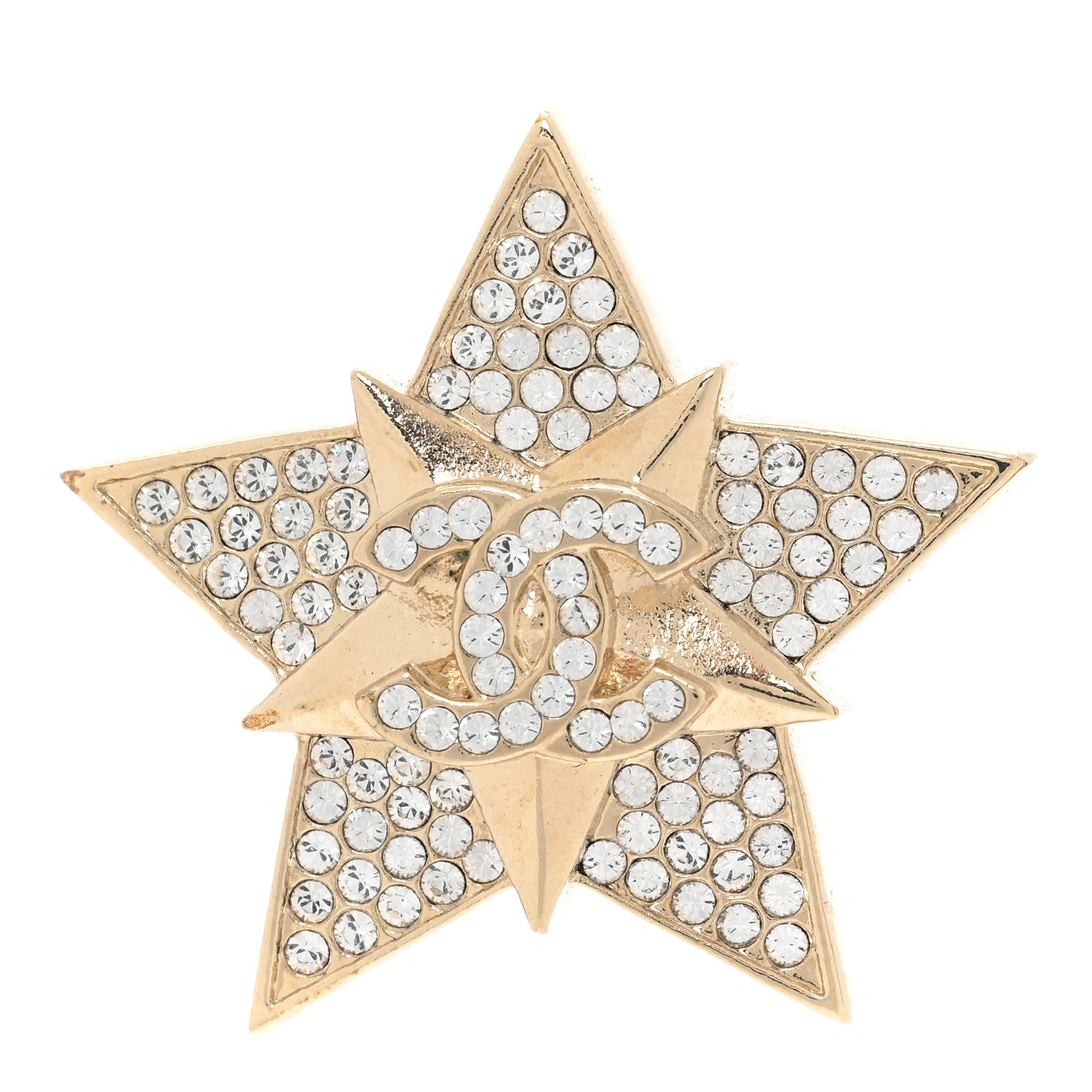 Chanel Crystal CC Star Brooch Gold 1 of 5