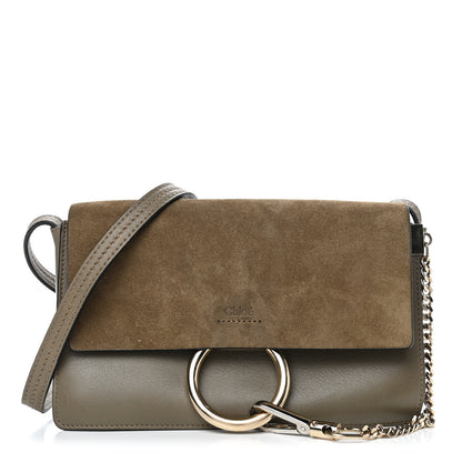 Chloe Suede Calfskin Small Faye Shoulder Bag Deep Forest 1 of 7