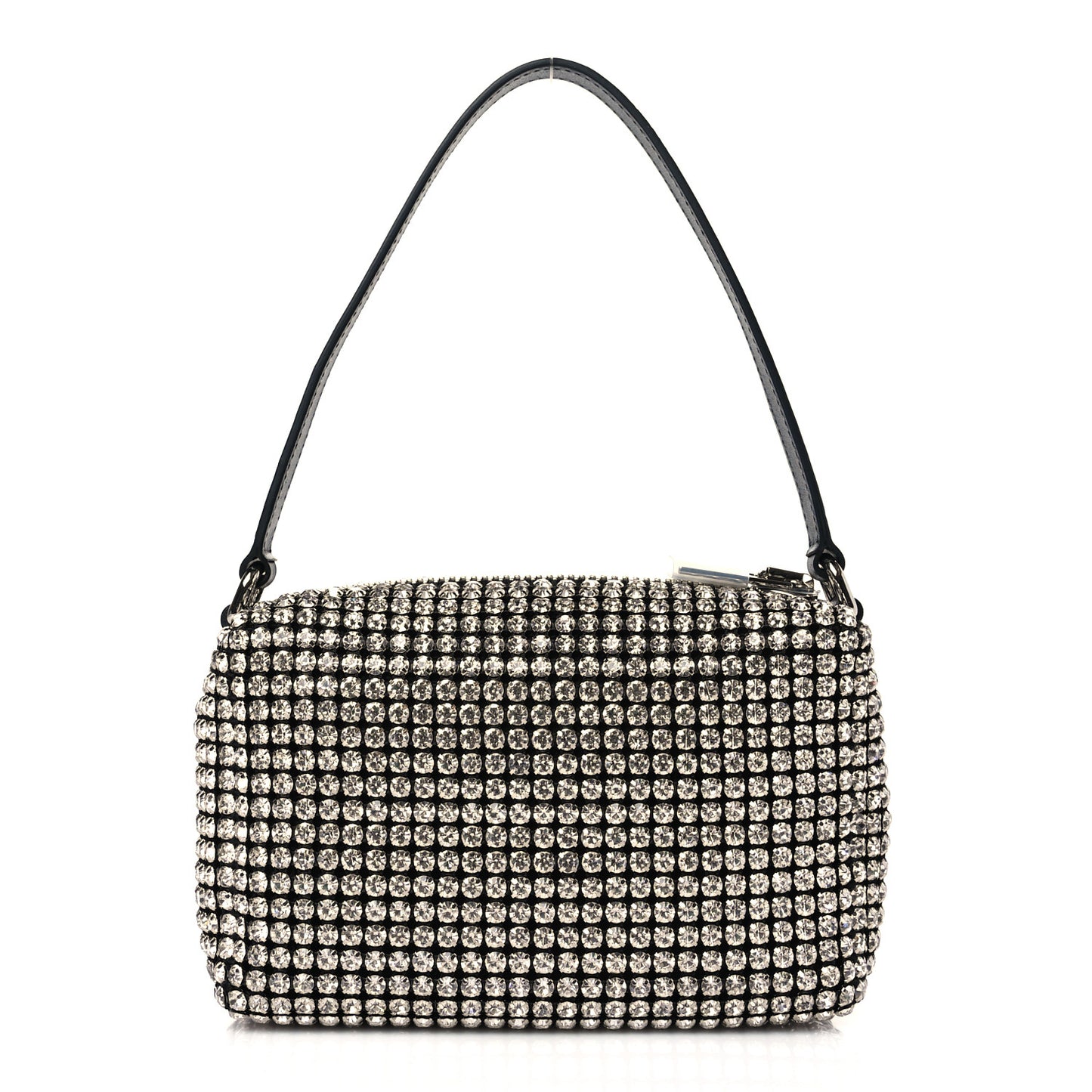 Mesh Crystal Rhinestone Mini Heiress Pouch Black Silver